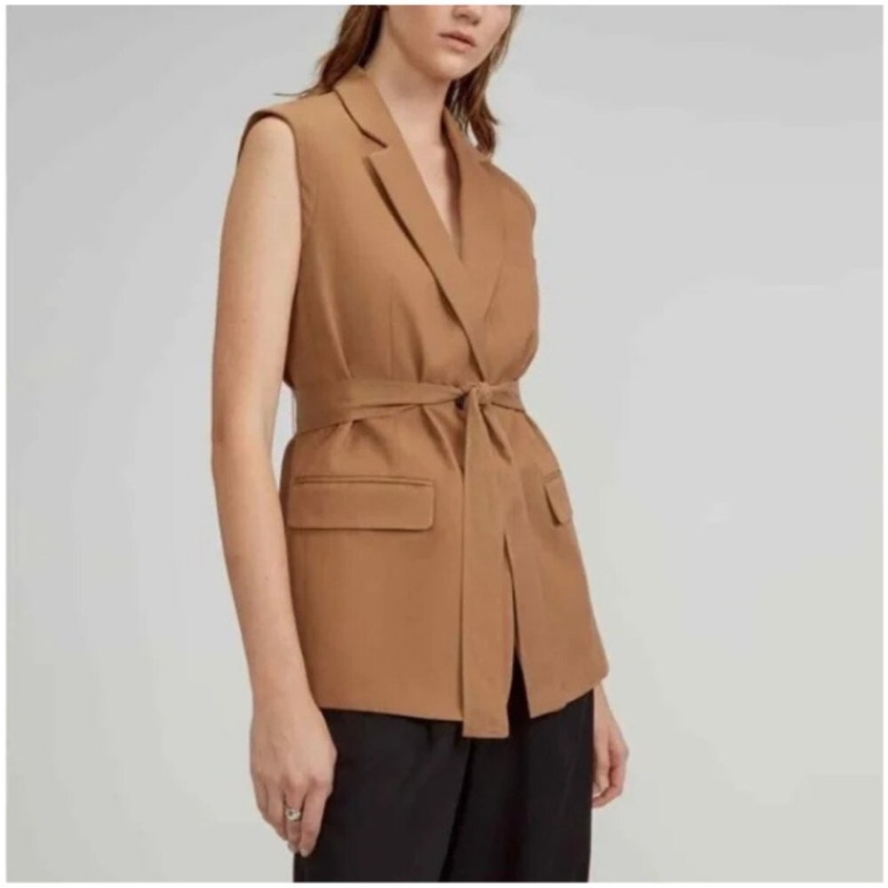 Everlane Tencel Sleeveless Blazer Vest Toaster Coconut Size 6